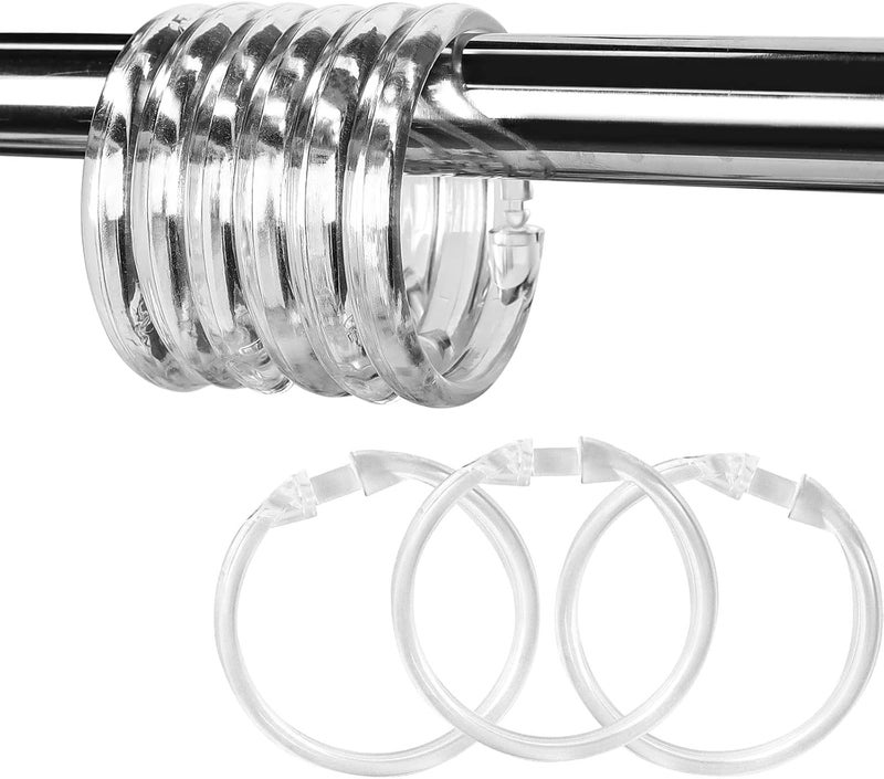 Ulable Premium Plastic Shower Curtain Rings Shower Curtain Hooks Gliding on Standard Shower Rods Easy Snap Closure (O Shape,Clear,12Pcs) - Image 1
